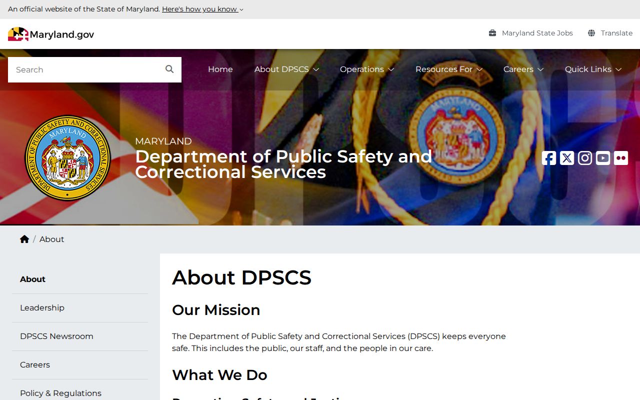 Maryland DPSCS overview for statewide released inmate records