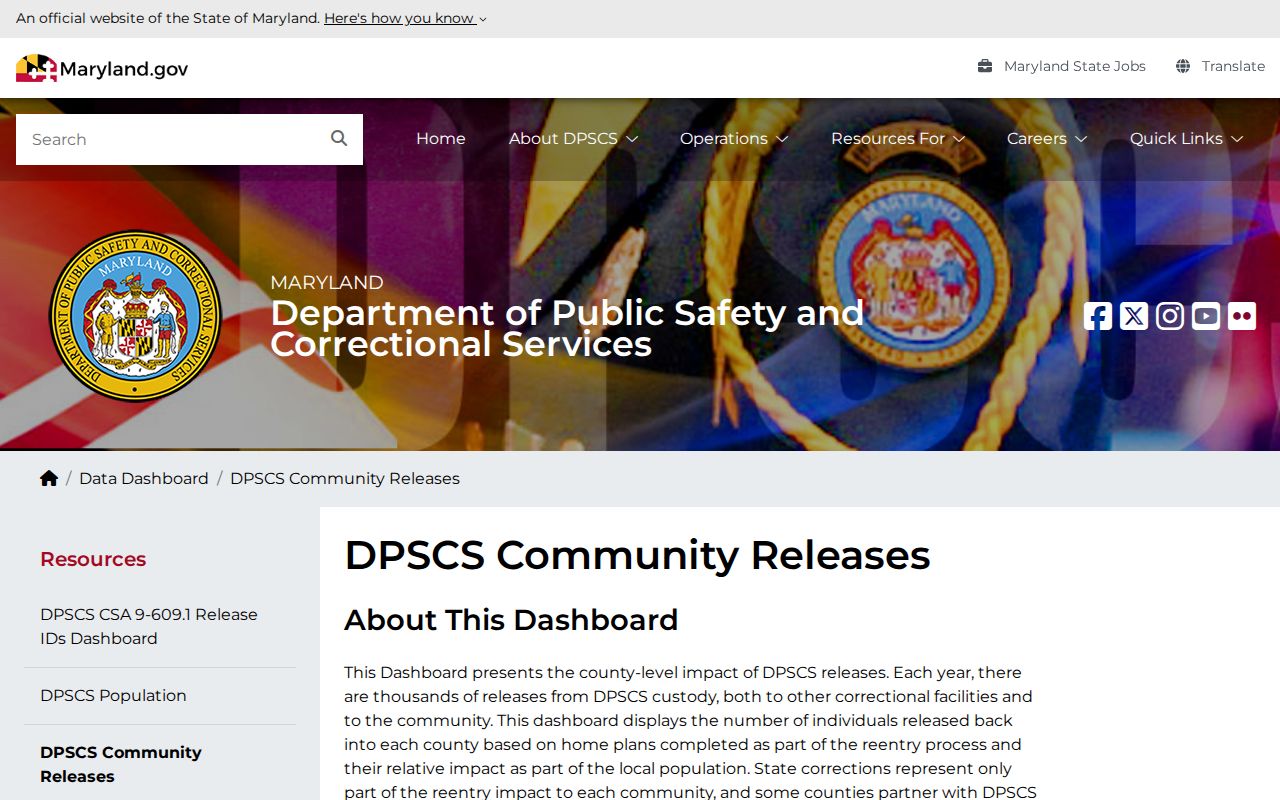 Maryland community releases dashboard separating releases and transfers