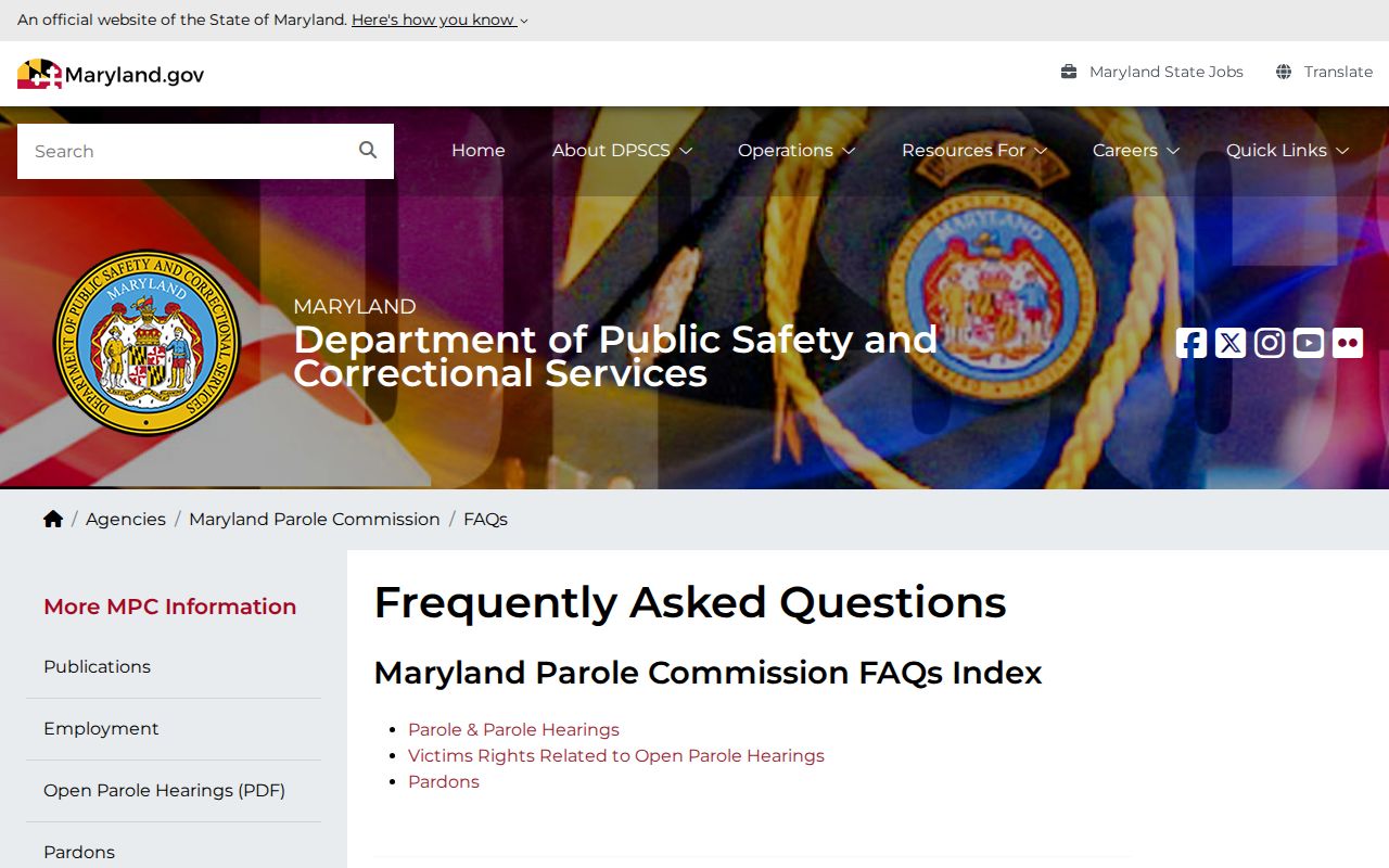 Maryland Parole Commission FAQ about parole decisions and outcomes